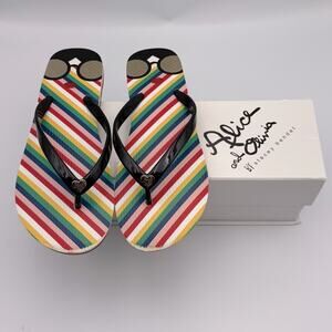 Alice + Olivia Eva Sandal Flip Flop Thong Color Stripe Sunglasses Size US 8